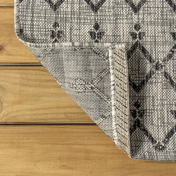 Ourika Moroccan Geometric Textured Weave Indoor/outdoor Square Rug